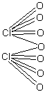 Wzór strukturalny tlenku chloru(VII) Cl2O7.